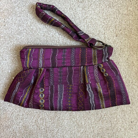 Maruca purple fabric wristlet handmade in Boulder, Colorado, 10.5 x 5.5" - Picture 5 of 5